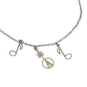 Vintage Gold-Tone Music Note Necklace With Violin Charm